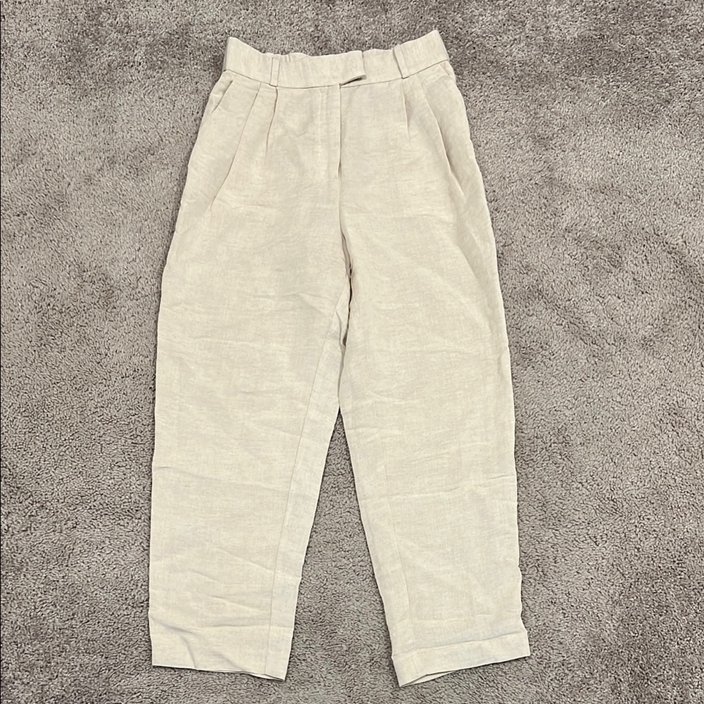 H&M Linen Blend Cream Trousers
